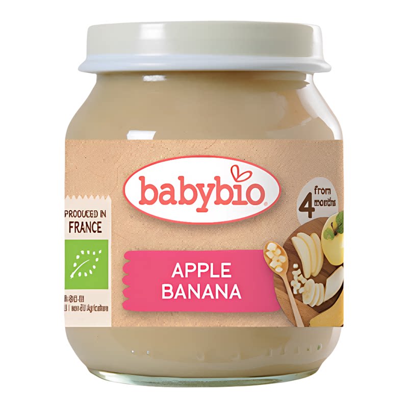 babybio 法国婴儿宝宝有机香蕉苹果130gX4营养健康果蔬蓉果蔬泥版