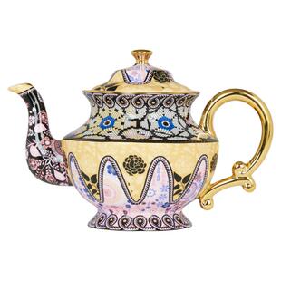 T2复古轻奢骨瓷高茶壶高档鎏金欧式古典茶具女单壶泡茶女神节礼物