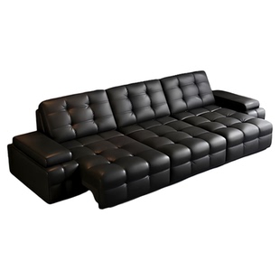 意式轻奢劳伦斯真皮电动沙发客厅多功能两用伸缩可躺可睡沙发床