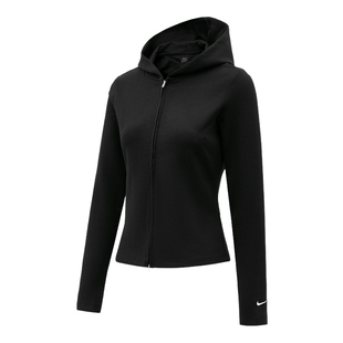 Nike耐克修身外套女26秋新款运动休闲黑色针织连帽夹克IM8380-010