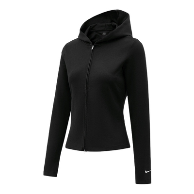 Nike耐克修身外套女26秋新款运动休闲黑色针织连帽夹克IM8380-010