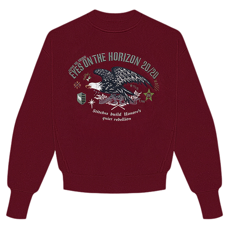 HONORE古月 鹰击俱乐部 原创圆领 加绒刺绣宽松百搭徽章卫衣