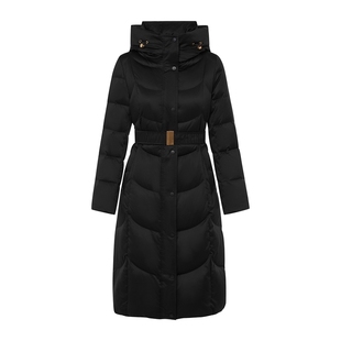 朗姿/LIME莱茵北纬45度鹅绒保暖长款羽绒服金扣腰带收腰25冬新款