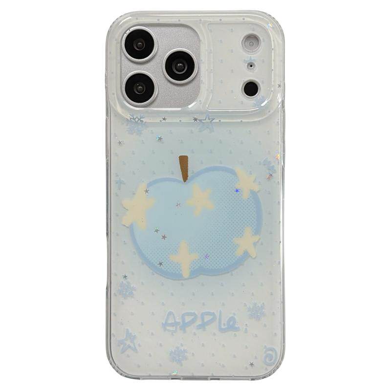 jze韩系ins小众简约涂鸦星星蓝苹果挂链适用苹果17ProMax手机壳iphone15新款16pro女13双层15pro防摔保护套14