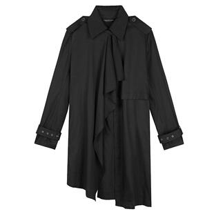 sdeer圣迪奥女装春装休闲翻领不规则设计感中长款风衣S21181703