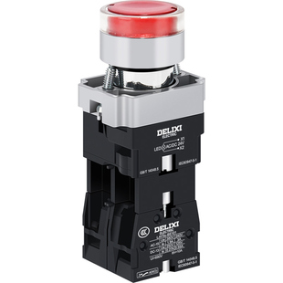 德力西带灯按钮开关自锁定LAY5sBW33B1 LED常开照明开关AC220V24V