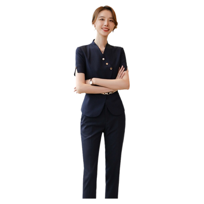 诗璐雅夏新款时尚九分裤职业套装