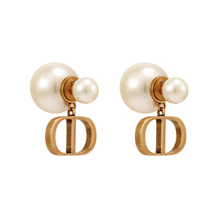 D家前后双面大珍珠耳环女cd耳钉新款爆款轻奢高级感耳夹气质耳饰