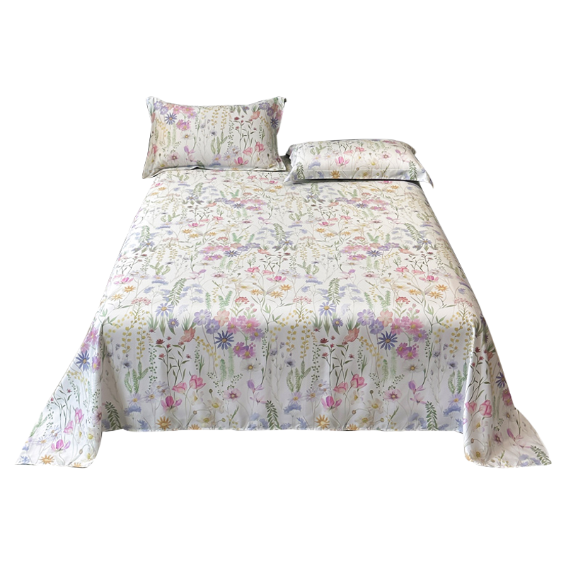 新疆长绒棉印花床单纯棉床单单件全棉轻奢纯色单人被单枕套三件套