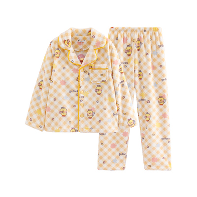 芬腾布朗熊珊瑚绒抗静电女士睡衣