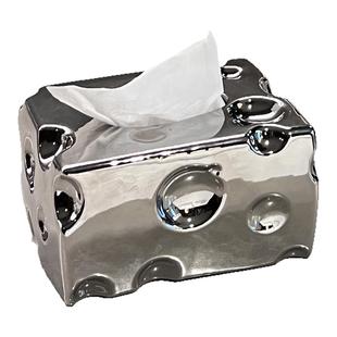 陶瓷纸巾盒客厅高档轻奢茶几摆件餐巾纸盒子抽纸盒家用创意纸抽盒