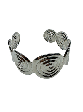 atmshop银色简约复古漩涡圈圈线条夸张手镯个性时髦辣妹臂环开口