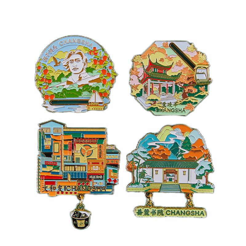 长沙冰箱贴地图橘子洲头岳麓山城市湖南文创旅游纪念品礼品爱晚亭