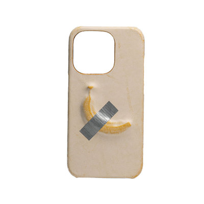 装置艺术香蕉设计真皮手工牛皮创意手机壳适用于iPhone16pro 15promax原创小众趣味苹果保护套黄色皮革17pro