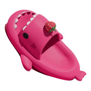 草莓鲨鱼拖鞋女夏季踩屎感防滑网红ins玫粉少女心凉拖鞋居家外穿