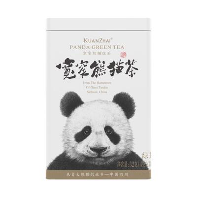 宽窄熊猫茶系列四川成都礼物有机绿茶罐装伴手礼32g自己喝
