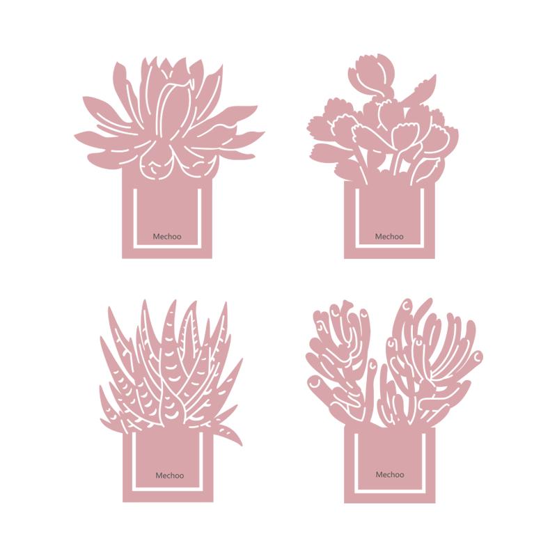 玖伍米橙镂空金属可爱书签夹 迷你玫瑰粉多肉植物系列  高级感ins风创意小清新文艺索引签文具送礼礼物礼品