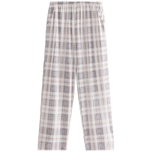 芬腾纯棉睡裤女士春秋季居家长裤大码休闲格子秋天女款家居裤单裤