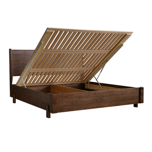 北美黑胡桃木全实木复古箱体气压储物床主卧1.8米1.5米卧室双人床