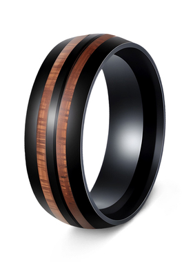 镶嵌相思木男太钢合金情侣对戒钛