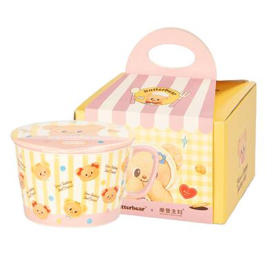 摩登主妇黄油小熊泡面碗带盖餐具