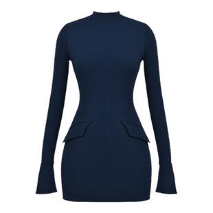 House of CB 海军蓝迷你包臀连衣短裙性感时尚显身材A字裙Mahalia