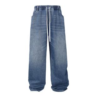 BJHG不计后果美式牛仔裤男款冬季宽松直筒阔腿裤潮牌休闲长裤子女