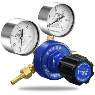 铂唯全铜高压氧气钢瓶减压阀YQY-12实验室调压稳压双头压力表上海