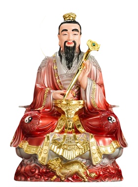 道家祖师爷上清灵宝道德元始天尊三清尊神神像供奉树脂摆件大小号