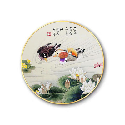 鸳鸯戏水玄关背景墙装饰画