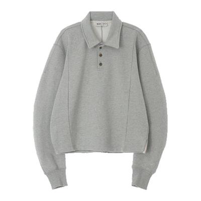 RECTO 秋冬新款女士纯色棉质POLO领后刺绣logo卫衣银泰百货