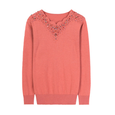 恒源祥100%羊毛衫妈妈打底毛衣女