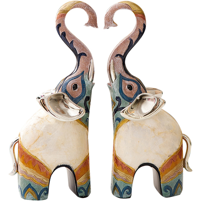 北欧复古大象摆件一对