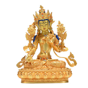 欧斯特全鎏金《白度母》室内家用《白多罗观音》铜佛像摆件