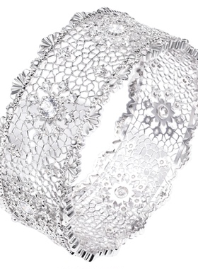VISING珠宝手工蕾丝手镯意大利风爆闪黄金色银镯子S925银