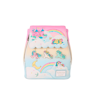 Loungefly孩之宝小马宝莉正版周边彩虹卡通双肩包女抽绳迷你背包