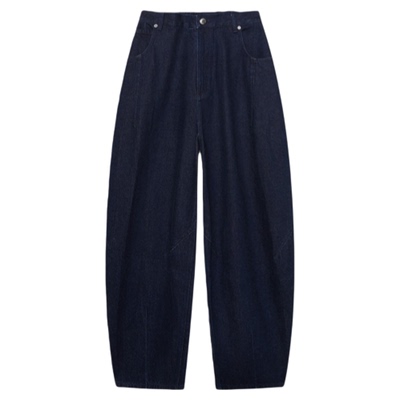 IMMI秋冬靛蓝厚牛仔长裤休闲裤女