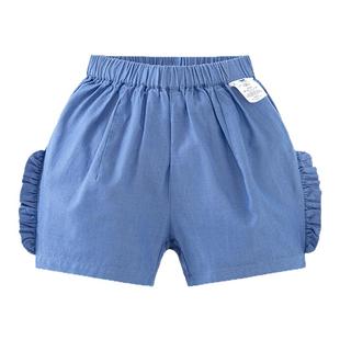 迷你巴拉巴拉女童短裤夏装柔软木耳边花苞裤宝宝萌趣透气裤子