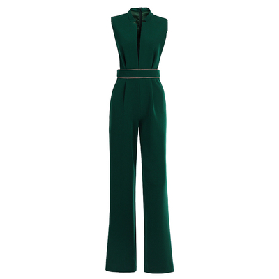 高腰拼接复古连体裤阔腿裤