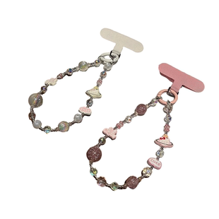 公主请发财手机链新款合金挂绳手工串珠挂件相机钥匙链垫片少女款