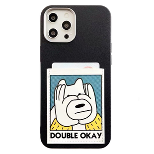 双倍OK小狗手机壳带卡包iPhone16promax插卡背贴17promax装卡17air独立隔层卡套16pro大孔防摔苹果17/16/14软