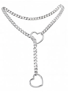 朋克爱心可抽拉情侣锁骨链