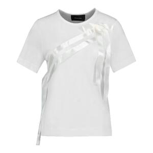 Simone Rocha 蝴蝶结腰带简易T恤 - 莱赛尔纤维 - 象牙白
