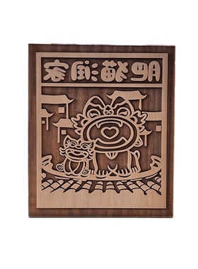 云南非遗瓦猫甲马木质浮雕版画