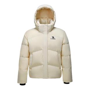 骆驼女装三防羽绒服2025新款冬季连帽加厚情侣短外套百搭羽绒服女