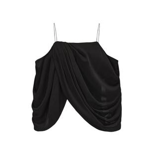 AtelierMissLu【暗流涌动】2024秋冬不规则垂褶设计露肩吊带上衣