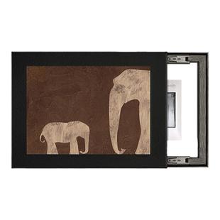 电表箱装饰画中古风大象法式复古配电箱挂画高级感电表箱盒遮挡