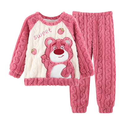 加厚冬儿童珊瑚绒女童睡衣家居服