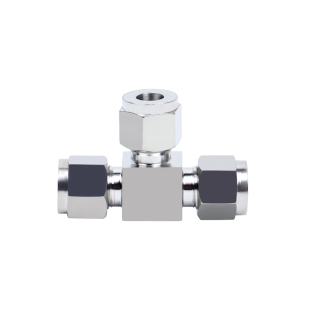 304/316不锈钢卡套三通中间双接头仪表气源铜管T型等径快速插锁8