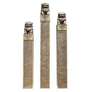 新中式客厅装饰入户玄关禅意招财貔貅仿石狮子一对落地摆件拴马桩